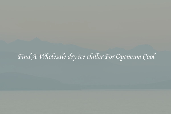 Find A Wholesale dry ice chiller For Optimum Cool